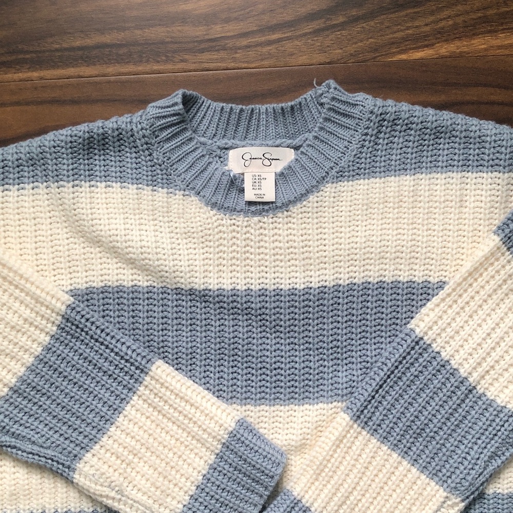 Blue and White Striped Sweater